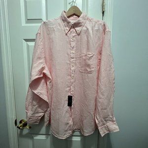 Brook Brothers 346 size XXL pink 100% linen shirt NWT